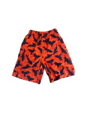 First Wave Boy’s Orange Blue Shark Swim Trunks Size 10